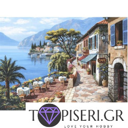 Διαμαντένιο ψηφιδωτό Καφετέρια δίπλα στη θάλασσα