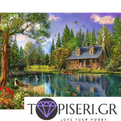 Diamond Painting House By The Lake With Boat