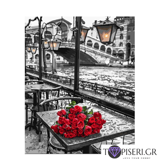 Painting By Numbers Landscape With Roses - Tapiseri.GR