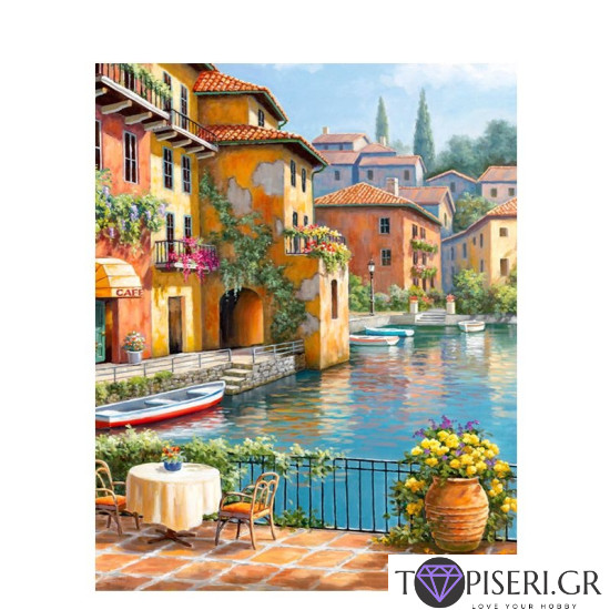 Painting By Numbers Cafeteria On The River - Tapiseri.GR
