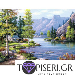 Diamond Painting Lodge Near The River
