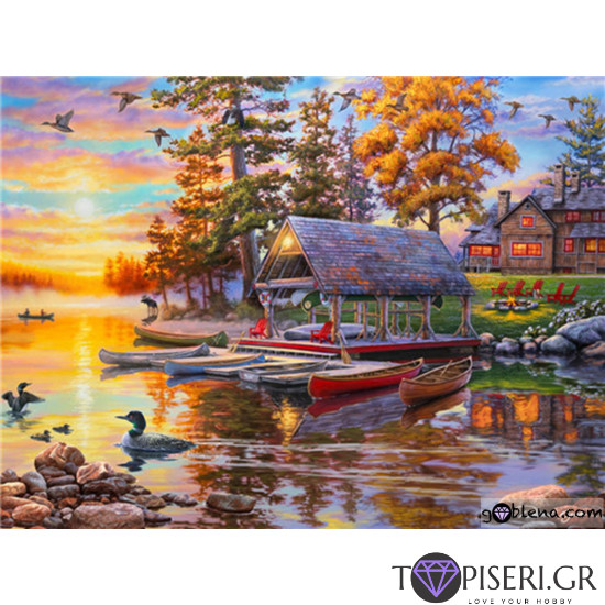 Diamond Painting Lodge Near The Lake - Tapiseri.GR