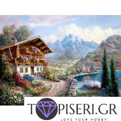 Diamond Tapestry House With Flowers