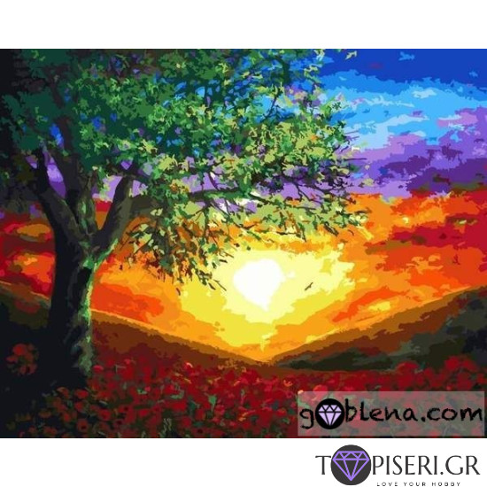 Painting By Numbers Tree Into The Sunset - Tapiseri.GR Painting By Numbers Tree Into The Sunset - Tapiseri.GR