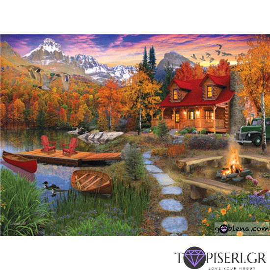 Diamond Painting Lodge In Autumn - Tapiseri.GR
