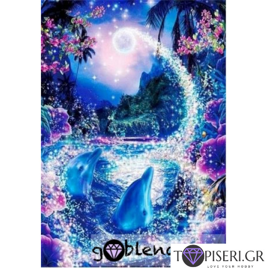 Diamond Painting Dolphins In Shiny Night - Tapiseri.GR Diamond Painting Dolphins In Shiny Night - Tapiseri.GR