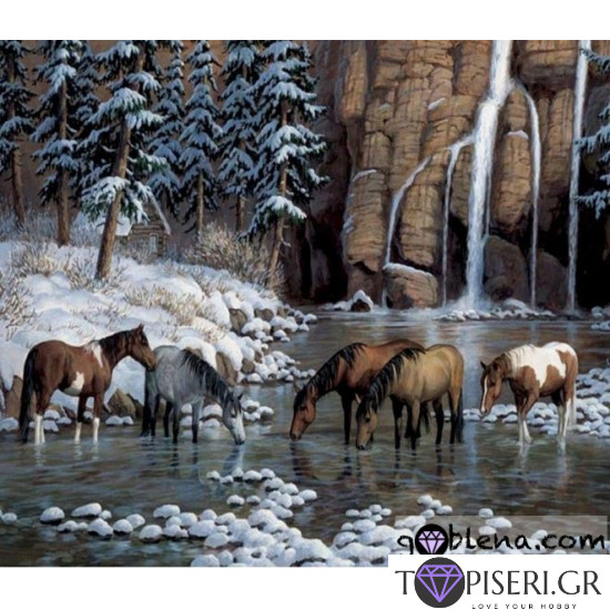 Diamond Painting Horses At The Watering Hole - Tapiseri.GR