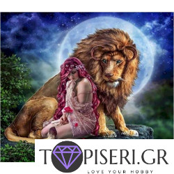 Diamond Painting Woman And Lion