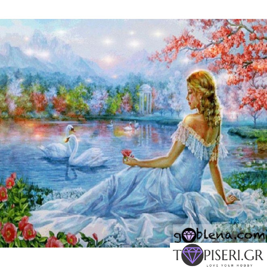 Diamond Painting Woman And Swans - Tapiseri.GR