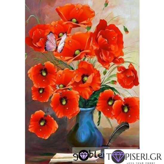 Diamond Painting Poppies In A Vase - Tapiseri.GR
