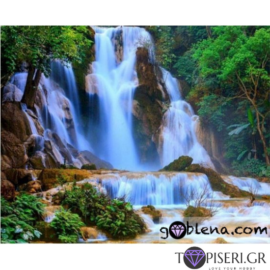 Diamond Painting Waterfall In Forest - Tapiseri.GR