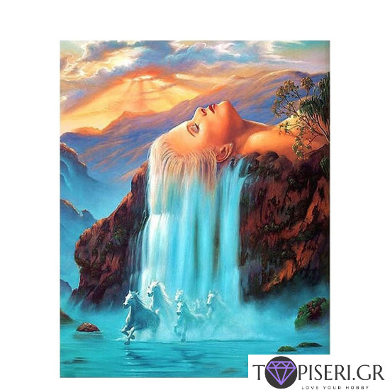 Painting By Numbers Woman Waterfall - Tapiseri.GR