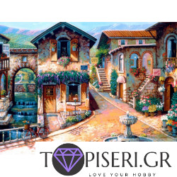 ECO Diamond Painting Colorful Streets With A Fountain
