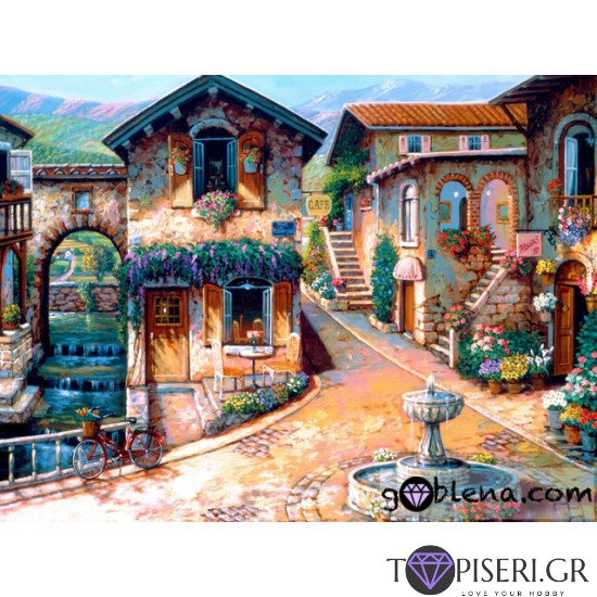 ECO Diamond Painting Colorful Streets With A Fountain - Tapiseri.GR