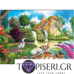ECO Diamond Painting House And Water Mill With Animals