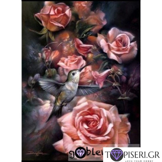 ECO Diamond Painting Hummingbird With Roses - Tapiseri.GR