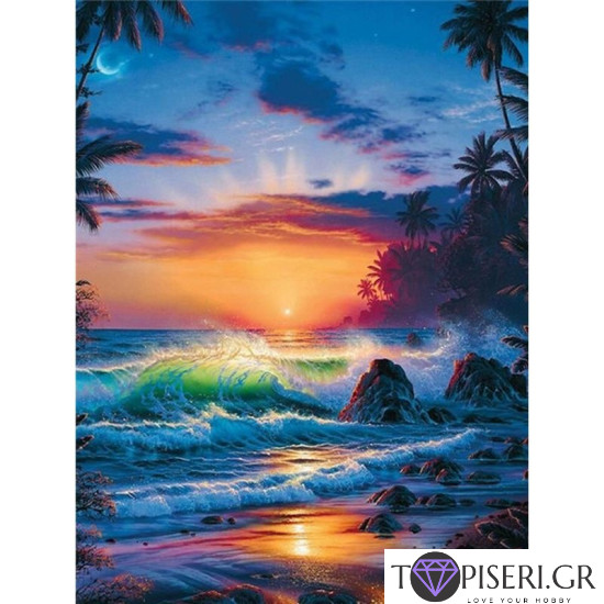 Painting By Numbers Sea Trough The Night - Tapiseri.GR