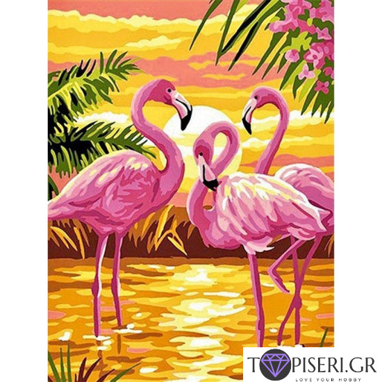 Painting By Numbers Flamingo 4 - Tapiseri.GR
