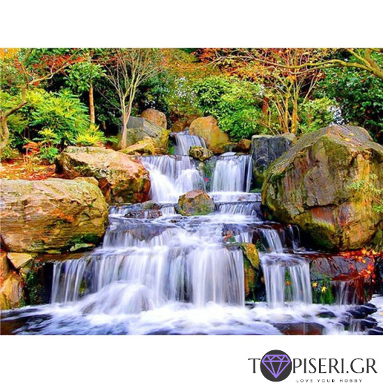 Painting By Numbers Mountain Waterfall - Tapiseri.GR