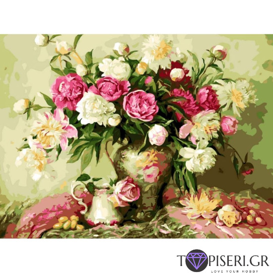 Painting By Numbers Flowers In A Vase - Tapiseri.GR