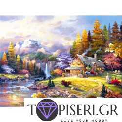 Painting By Numbers House And Waterfall