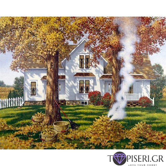 Painting By Numbers House Trough The Autumn - Tapiseri.GR