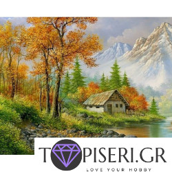 Ζωγραφική με αριθμούς Σπίτι στους πρόποδες του βουνού 2