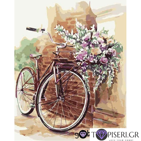 Painting By Numbers Wheel With Flower Basket - Tapiseri.GR