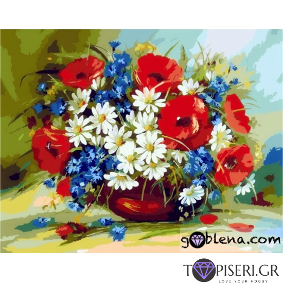 Painting By Numbers Daisies And Poppies - Tapiseri.GR Painting By Numbers Daisies And Poppies - Tapiseri.GR