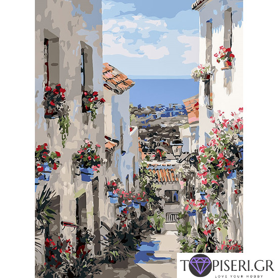 Painting By Numbers Street Near The Sea 2 - Tapiseri.GR Painting By Numbers Street Near The Sea 2 - Tapiseri.GR