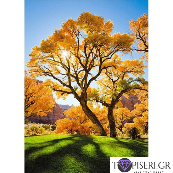 Painting By Numbers Yellow Tree - Tapiseri.GR