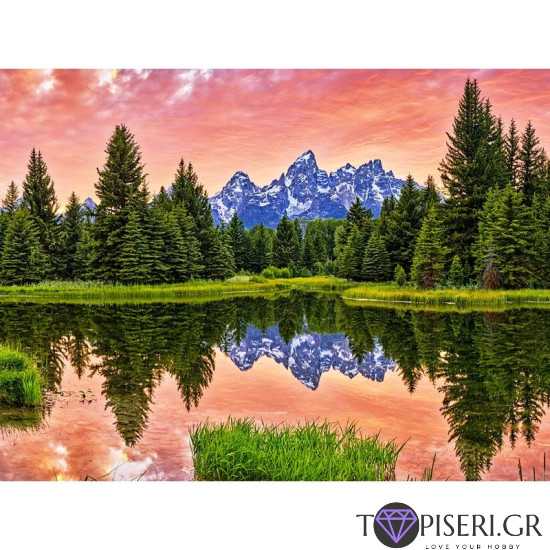 Painting By Numbers Lake In Mountain 2 - Tapiseri.GR