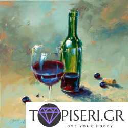 Painting By Numbers On A Glass Of Wine