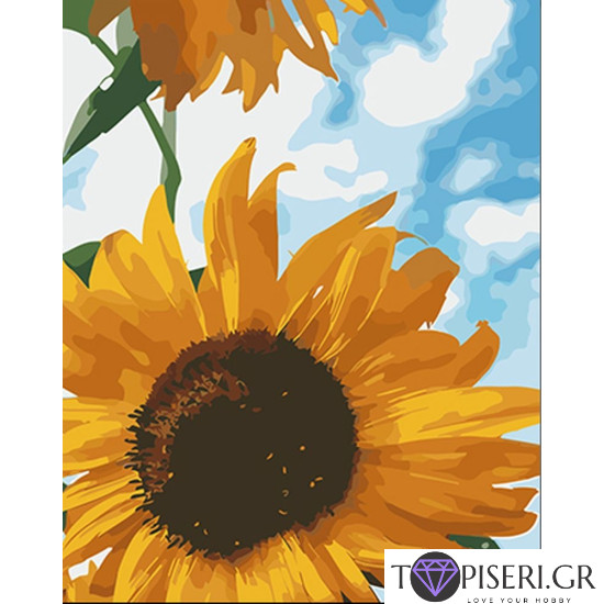 Painting By Numbers Sunflower Under A Blue Sky - Tapiseri.GR