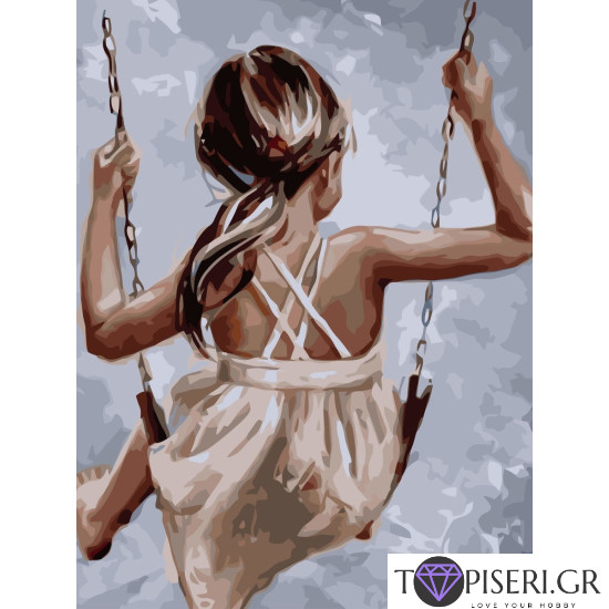 Painting By Numbers Girl On Cradle - Tapiseri.GR