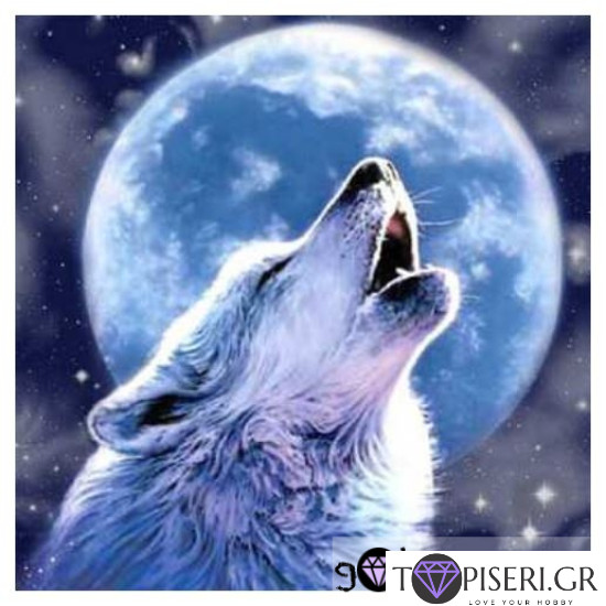 ECO Diamond Painting Wolf On A Full Moon - Tapiseri.GR