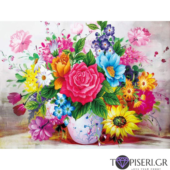 Painting By Numbers Colorful Flowers - Tapiseri.GR