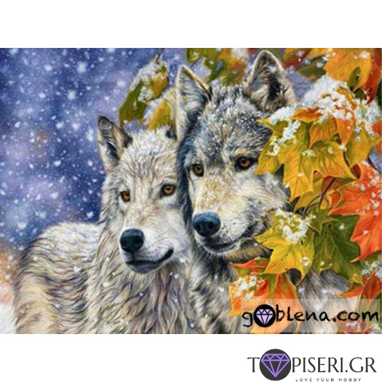 ECO Diamond Painting Wolfs With Autumn Leaves - Tapiseri.GR
