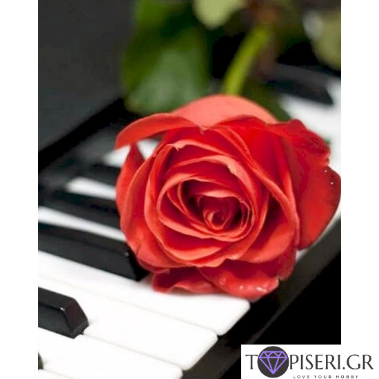 Painting By Numbers Rose On The Piano - Tapiseri.GR