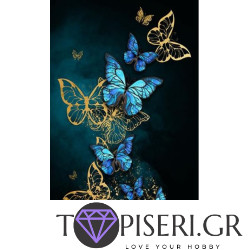 Premium Diamond Painting + Ab Blue Butterflies