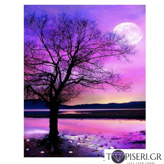 Crystal Diamond Painting Purple Landscape - Tapiseri.GR