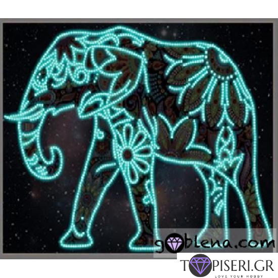 Diamond Painting With Luminous Stones Elephant - Tapiseri.GR Diamond Painting With Luminous Stones Elephant - Tapiseri.GR