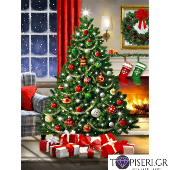 Painting By Numbers Christmas Tree - Tapiseri.GR