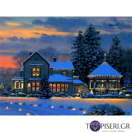 Painting By Numbers Winter Houses - Tapiseri.GR