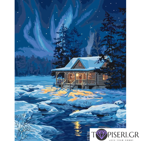 Painting By Numbers Winter Cottage - Tapiseri.GR