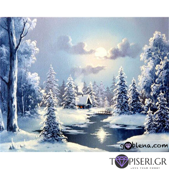 Painting By Numbers Winter Landscape 3 - Tapiseri.GR Painting By Numbers Winter Landscape 3 - Tapiseri.GR