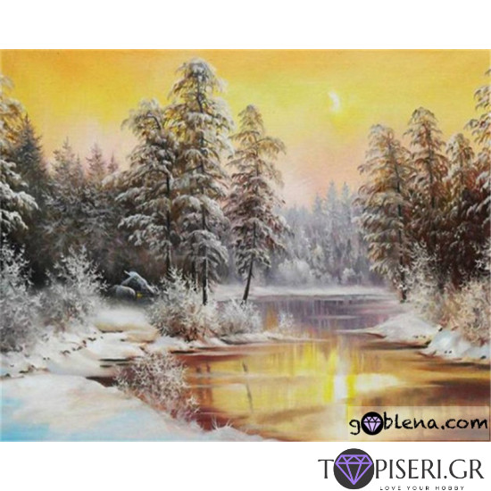 Painting By Numbers Stream In Winter - Tapiseri.GR