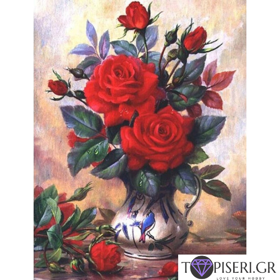 Diamond Painting Vase With Roses - Tapiseri.GR