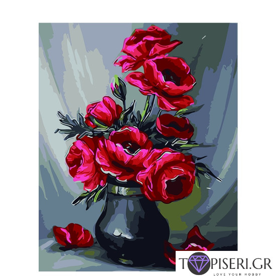 Painting By Numbers Red Roses - Tapiseri.GR