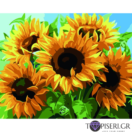 Painting By Numbers Sunflowers 6 - Tapiseri.GR Painting By Numbers Sunflowers 6 - Tapiseri.GR